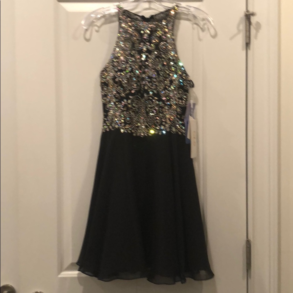 Black beaded prom or special occasion dress